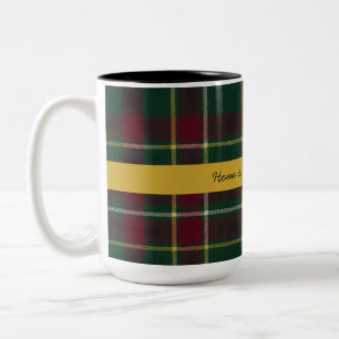 Taza Bicolor Tartan Plaid Oscuro Personalizado con Cita   Escoc