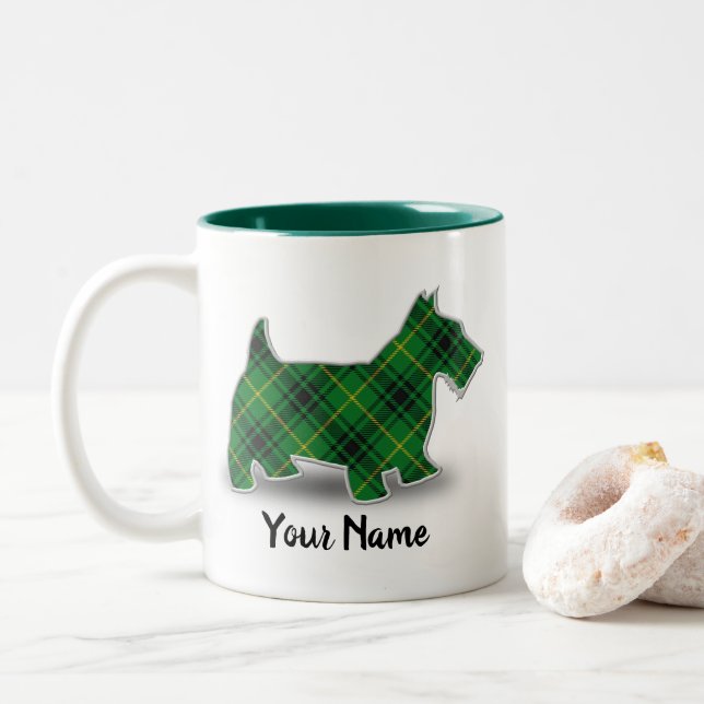 Taza Bicolor Tartan Terrier de Clan MacArthur Escocés (Con donut)