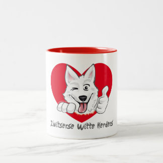 Taza Bicolor Tas met lachende Zwitserse Witte Herder