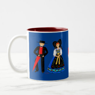 Taza Bicolor Tasse 2 Couleurs Costume traditionnel d'Alsace, Fr