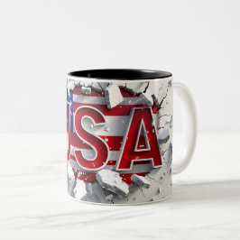 Taza Bicolor Tasse 2 Couleurs USA Mug, 4th of July Mug, Indepen