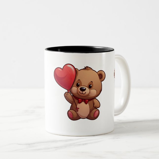 Taza Bicolor Tasse Amour Ours - Ballon Cœur (Anverso derecho)