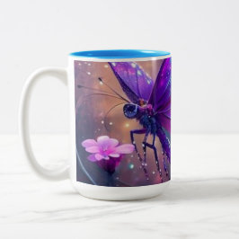 Taza Bicolor Tasse avec jolie papillon violet"