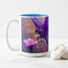 Taza Bicolor Tasse avec jolie papillon violet"