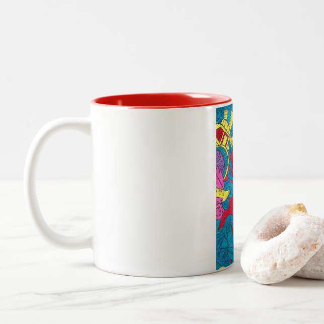 Taza Bicolor tasse rouge sur dessins terminer (Con donut)
