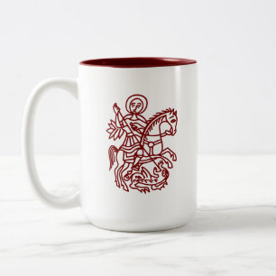 Taza Bicolor Tatuaje de la Cruz de Jerusalén del Dragón de San
