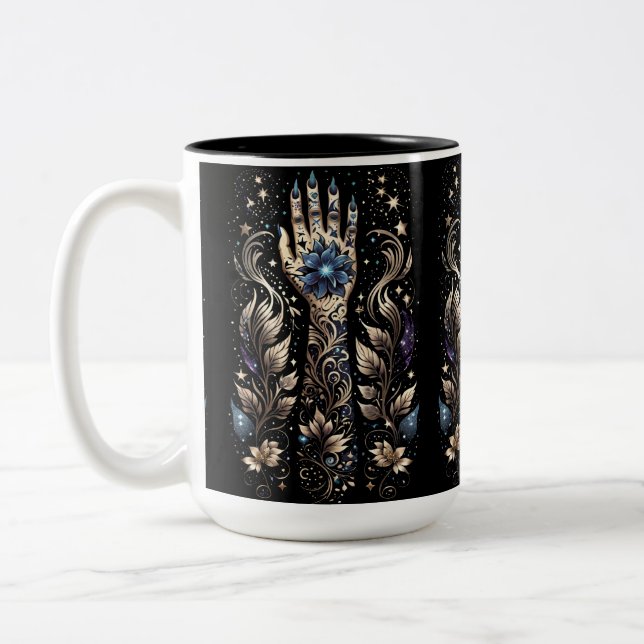 Taza Bicolor Tatuaje de mano negro y dorado (Izquierda)