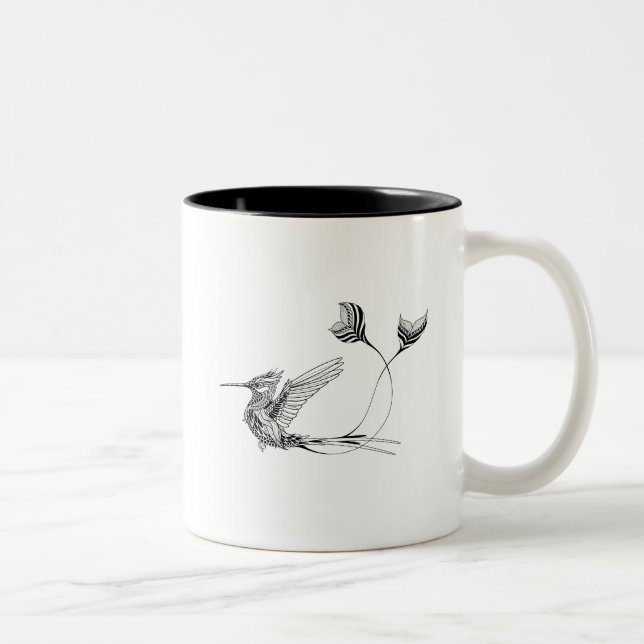 Taza Bicolor Tatuaje del pájaro de Psychedlic (Derecha)