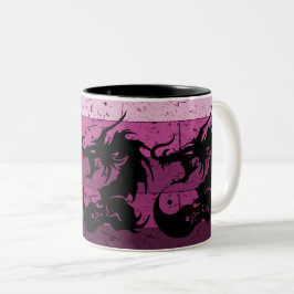 Taza Bicolor Tatuaje tribal de dragón en diseño negro y rosa
