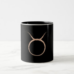 Taza Bicolor TAURO El Toro Rosa Oro Astrología Zodiaco