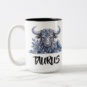 Taza Bicolor Tauro Zodiaco Cristal de Plata