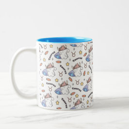 Taza Bicolor Taurus Zodiac Slumber - Patrón de conejito con sue