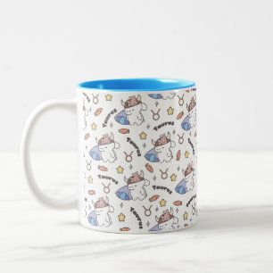 Taza Bicolor Taurus Zodiac Slumber - Patrón de conejito con sue