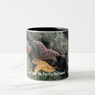 Taza Bicolor Taza:  Amor de las estrellas de mar de PNW