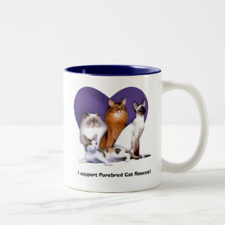 Taza Bicolor Taza: Apoyo rescate criado en línea pura del gato