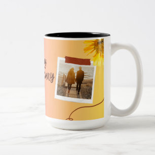 Taza Bicolor “Taza de Feliz Aniversario   Regalo Romántico para