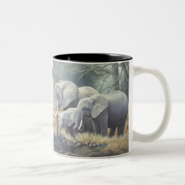Taza Bicolor "Taza de la familia del elefante"