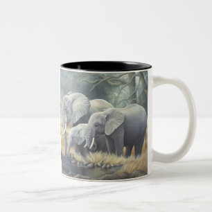 Taza Bicolor "Taza de la familia del elefante"