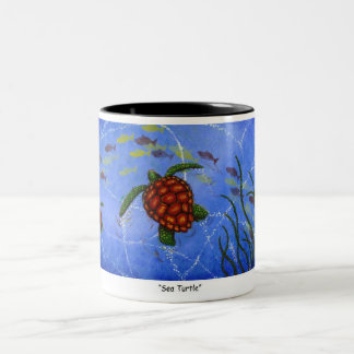Taza Bicolor "Taza de la tortuga de mar" del artista Juan