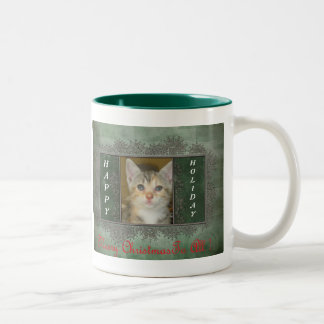 Taza Bicolor ¡Taza feliz del gatito del navidad del día de