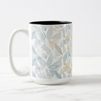 Taza Bicolor "Taza geométrica neutral de acuarela abstracta"