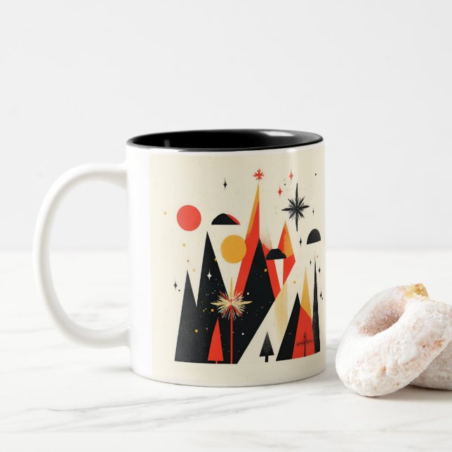 Taza Bicolor tazón con temática de navidades (Con donut)