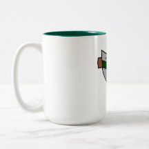tazón de café blanco de 15 oz con interior verde