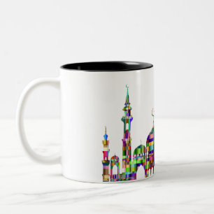 Taza Bicolor tazón de café con diseño de mezquita prismática de