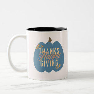 Taza Bicolor Tazón de café de calabaza azul de cena de Acción d