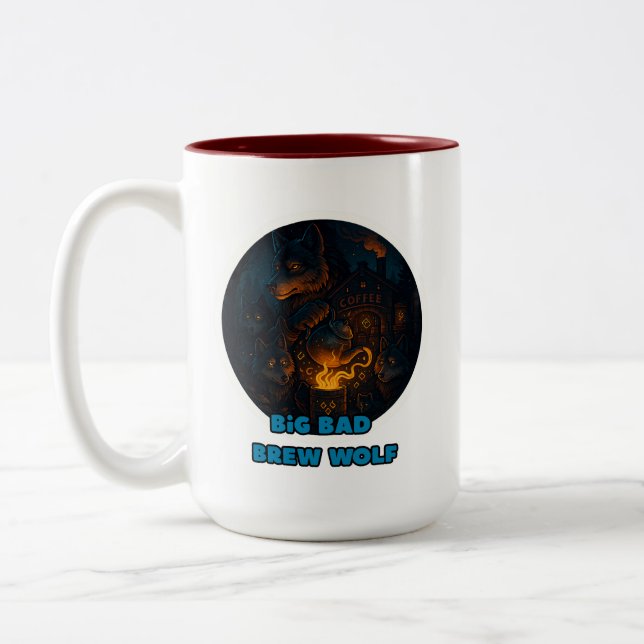 Taza Bicolor tazón de café de lobo oscuro (Izquierda)
