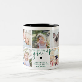 Taza Bicolor Te amamos abuelo | Regalo de foto verde oscuro