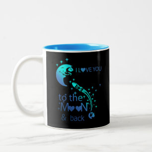 Taza Bicolor Te amo a la luna y de vuelta