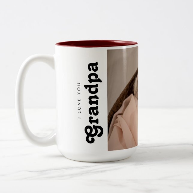 Taza Bicolor Te amo abuelo. Foto de bebé (Izquierda)