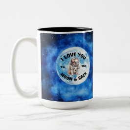 Taza Bicolor Te Amo Al Bulldog De La Luna Y La Espalda