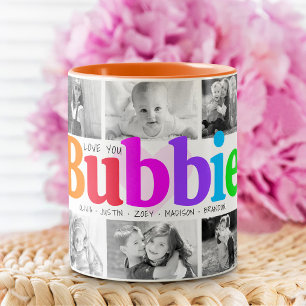 Taza Bicolor Te Amo Bubbie Collage Moderno Multicolor de 10 Fot