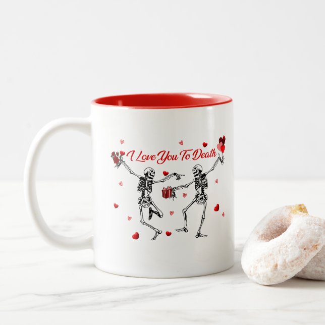 Taza Bicolor Te amo hasta la muerte (Con donut)