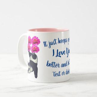Taza Bicolor Te Amo La Flor De Panda En Malabarismo Personaliza