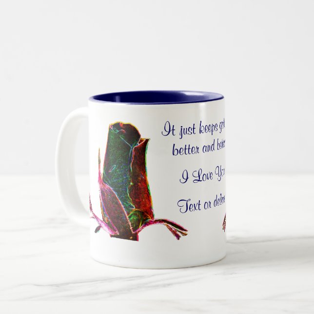 Taza Bicolor Te Amo La Flor Rosebud Personalizada (Anverso izquierdo)