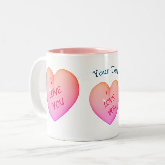 Taza Bicolor Te Amo Los Corazones Rosa Personalizados