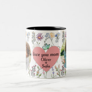 Taza Bicolor Te amo mamá flor silvestre personalizada 2 foto