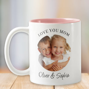 Taza Bicolor Te Amo Mamá Foto Moderna Día de la Madre