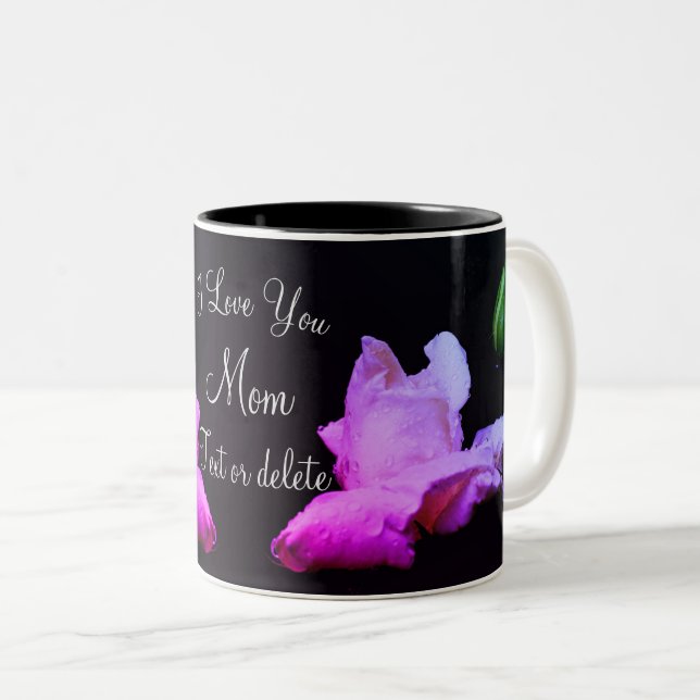 Taza Bicolor Te amo mamá Rainbow Rosebud Personalizado (Anverso derecho)