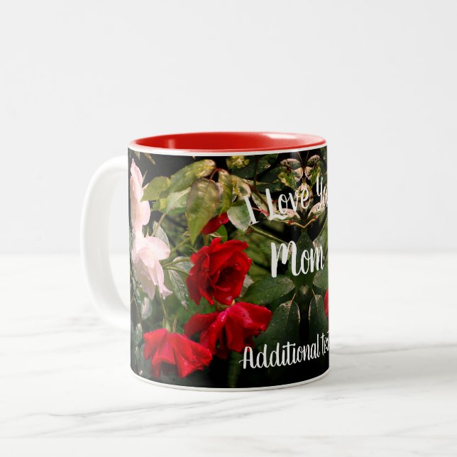 Taza Bicolor Te Amo Mamá, Rosas Encantados Personalizados (Anverso izquierdo)