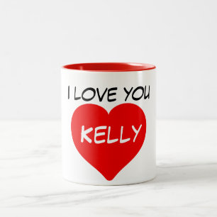 Taza Bicolor Te amo Nombre corazón rojo