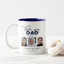Taza Bicolor Te Amo Papá/Papi/Otro Texto Personalizado de 6 Fot