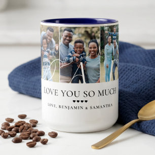 Taza Bicolor Te Amo Papá Regalo Personalizado de 5 Fotos en Col