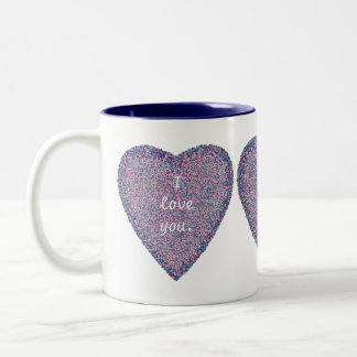 Taza Bicolor Te amo, Pointillism Heart Personalizado Mugs