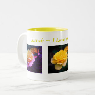 Taza Bicolor Te Amo Rosa Amarilla Personalizada