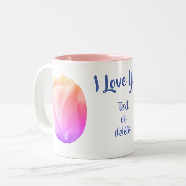 Taza Bicolor Te Amo Tulip Flower Personalizada (Anverso izquierdo)