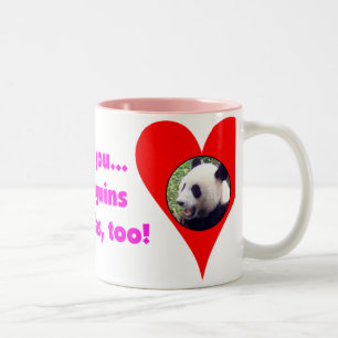 Taza Bicolor Te amo y pingüinos y pandas, también